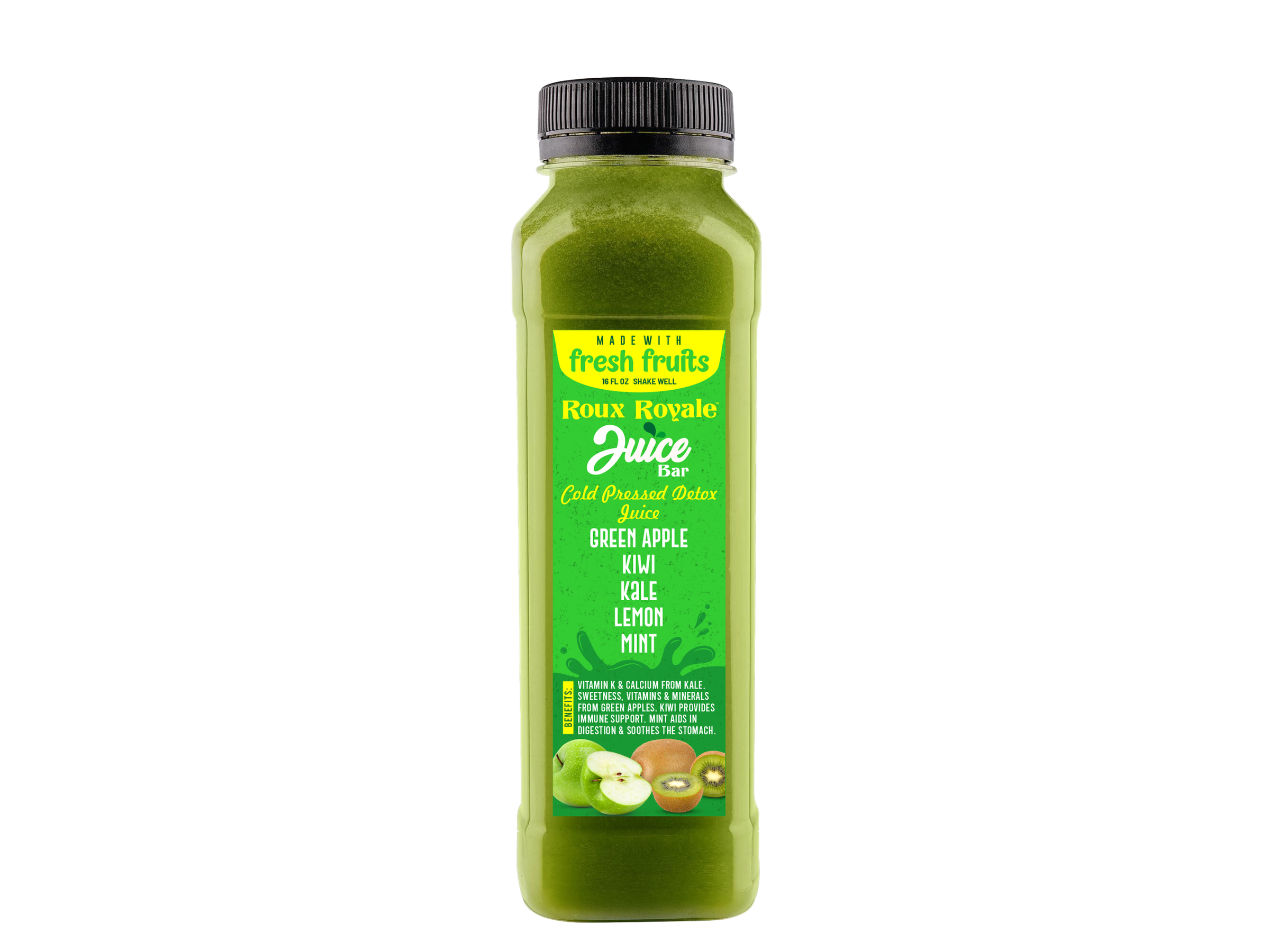 Green Apple, Kiwi, Kale, Lemon and Mint - Cold Pressed Detox Juice